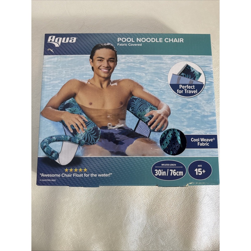 Aqua Fabric Covered Pool Noodle Chair Float (30 in) – NIB Floating Travel NEW